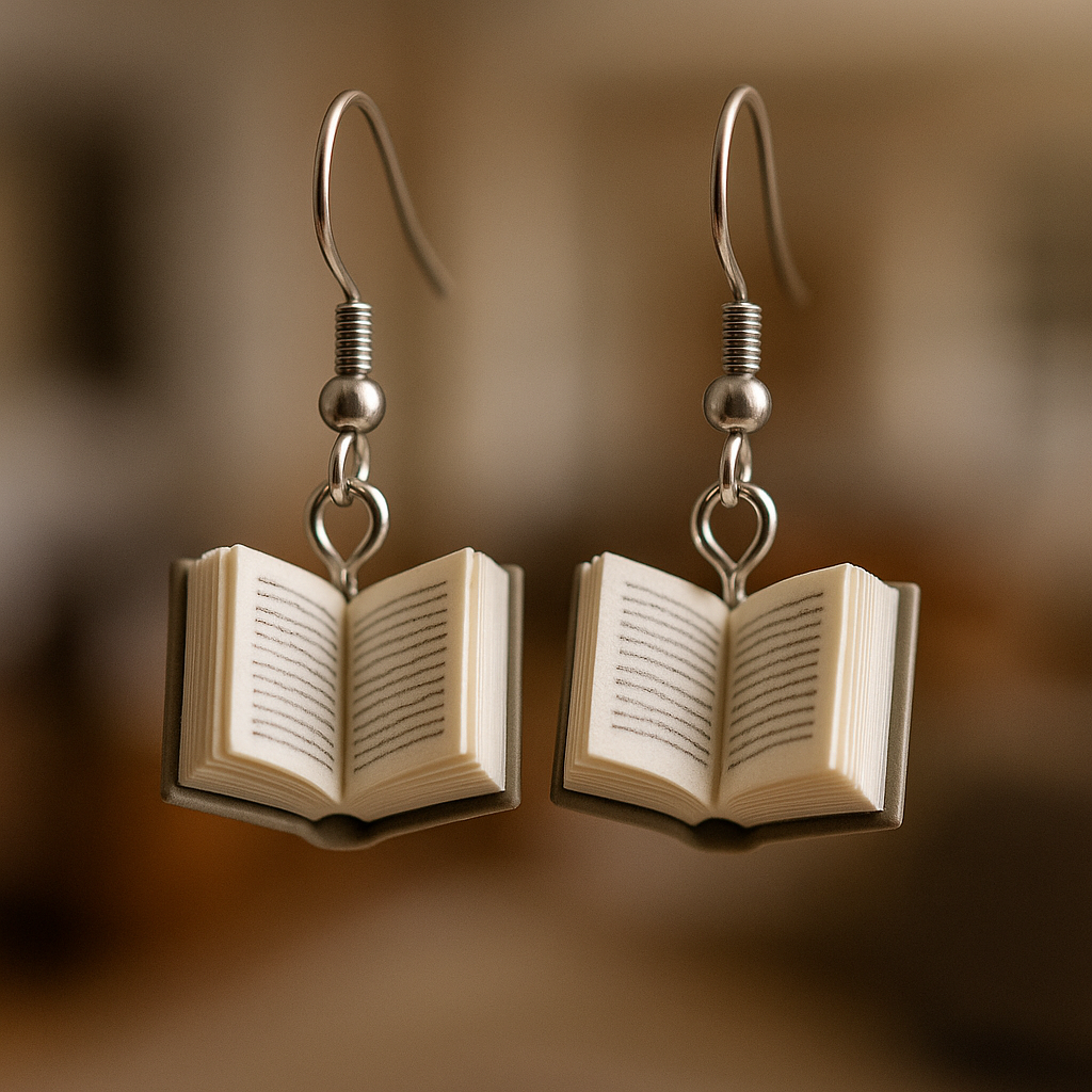 Book statement earrings