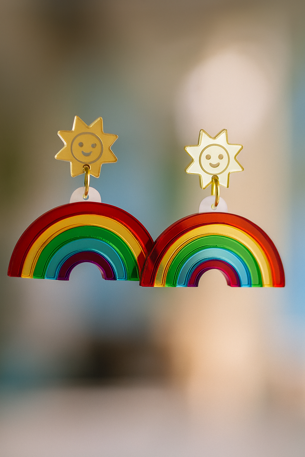 Rainbow sun statement earrings
